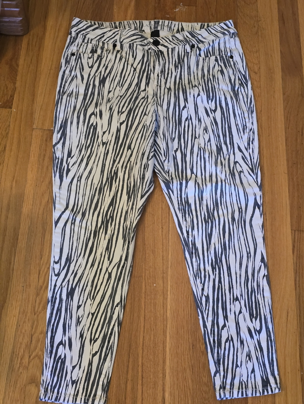 Zebra Print Skinny Jeans Size 16 Stretch Denim Lyocell Blend Statement Pants
